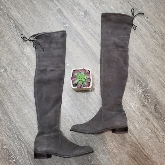 Stuart Weitzman Shoes - Stuart Weitzman Lowland Leather Over The Knee Boots Sz 8 Grey